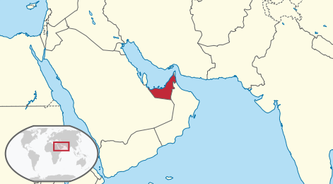 Map showing the United Arab Emirates UAE as part of the Arabian Peninsula